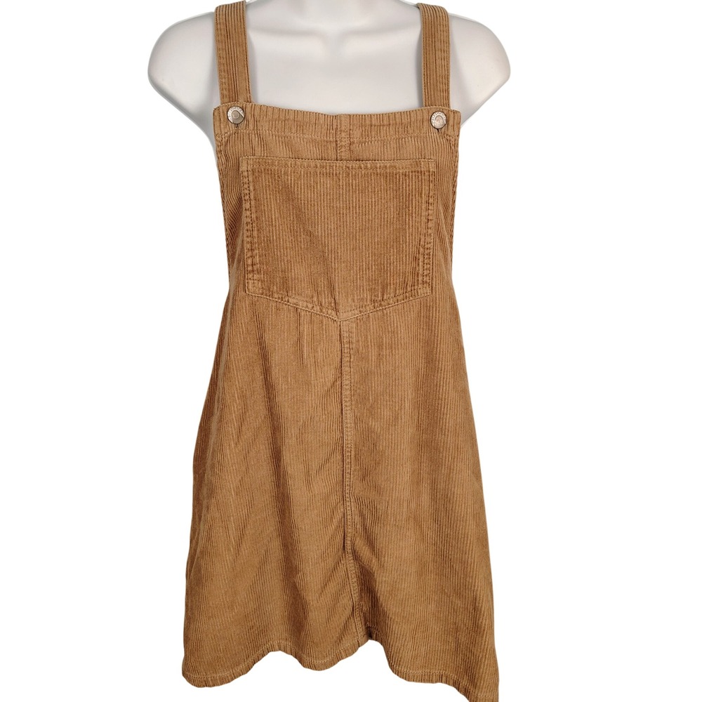 BlueSpice Tan Corduroy Overall Dress XL Camel Pinafore Cotton Mini Dress twee